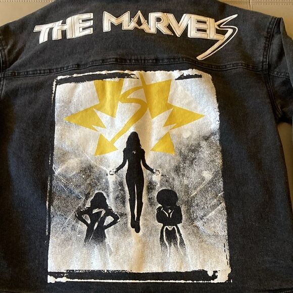 Disney The Marvels Black Pre washed Denim Jacket for Women. Size Small. - Picture 5 of 9